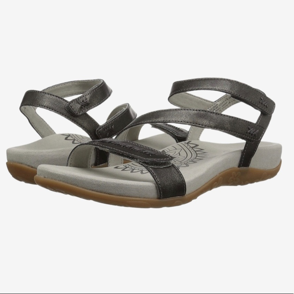 Aetrex Black Gabby Strappy Sandals